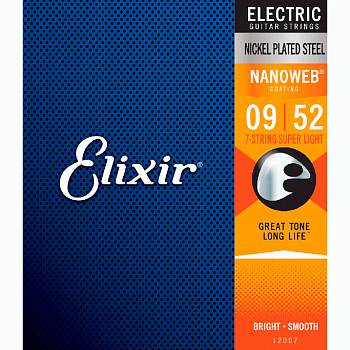Elixir 12007 NANOWEB Комплект струн для 7-струнной электрогитары, 9-52