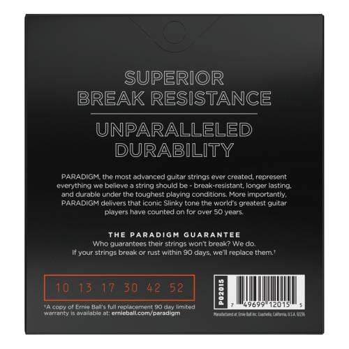 Ernie Ball 2015 Набор струн для 6-струнной электрогитары Paradigm, размер 10-52