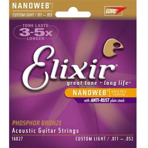 Набор струн для 6-струнной акустической гитары Elixir 16027 NanoWeb