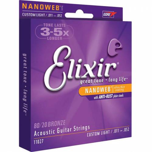 Набор струн для 6-струнной акустической гитары Elixir 11027 NanoWeb