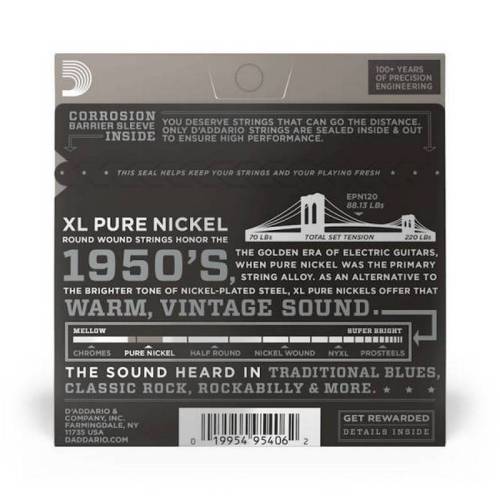 D'Addario EPN120 XL набор струн для 6-струнной электрогитары, размер 9-41