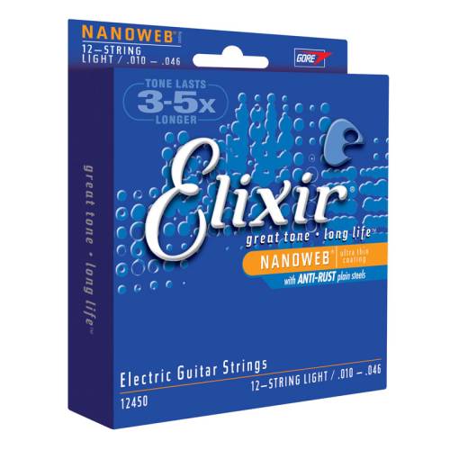 Набор струн для 12-струнной электрогитары Elixir 12450 Nanoweb
