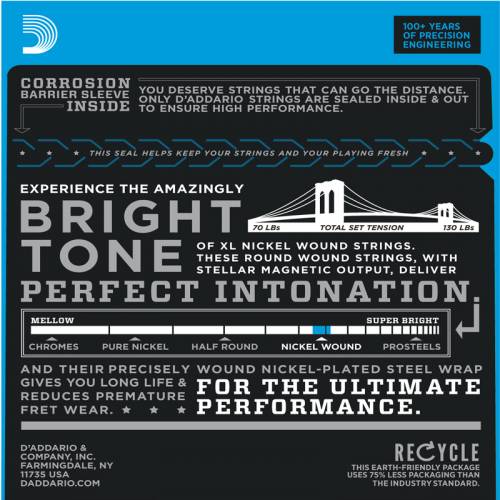 Набор струн для 6-струнной электрогитары D`ADDARIO EXL117