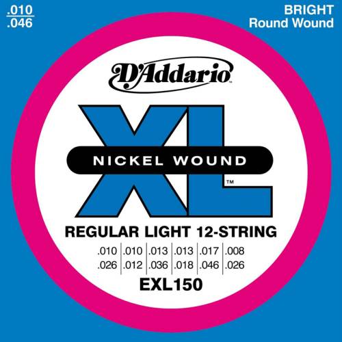 Набор струн для 12-струнной электрогитары D`ADDARIO EXL150
