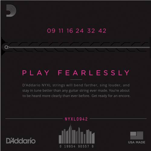 Набор струн для 6-струнной электрогитары D`ADDARIO NYXL0942